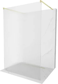 Mexen Kioto, sprchová zástena Walk-In 110 x 200 cm, 8mm sklo s rebrovým vzorom, zlatý matný profil, 800-110-002-55-09