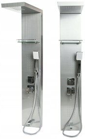Sprchový rohový panel TOLEDO 4v1 - s výtokom do vane - INOX