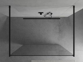 Mexen Kioto, sprchová zástena Walk-In 105 x 200 cm, 8mm číre sklo, čierny profil, 800-105-002-70-00