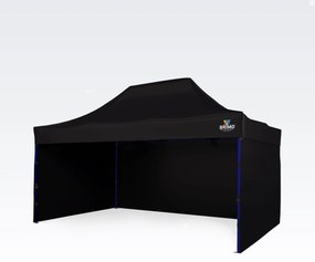 BRIMO Nožnicový párty stan EXCLUSIVE oceľ 3x4,5 m s 3 stenami čierny