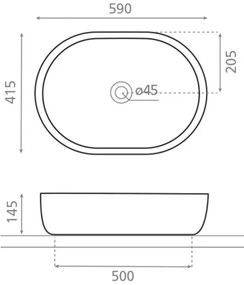 Bathco 4037 - Umývadlo na dosku TOULOUSE 59x41,5 cm porcelán/biela