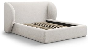 Svetlosivá čalúnená dvojlôžková posteľ s úložným priestorom s roštom 180x200 cm Miley – Micadoni