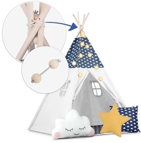 Detský stan Tepee so svetlami Nukido - námornícka modrá