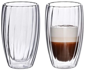 Sada 2 ks skleněných hrnků PETER STRIPES 450 ml čirá