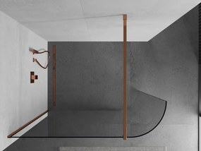 Mexen Kioto, zaoblená sprchová zástena 80 x 200 cm, 8mm číre sklo, ružové zlato profil, 800-080-101-60-06