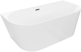 Mexen Oval Slim, voľne stojaca vaňa ku stene 170 x 80 cm, biela lesklá, grafitový prepad, 52661708000-95