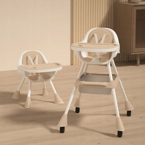 Praktická detská stolička na kŕmenie 3v1 béžová