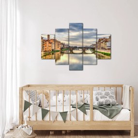 Obraz mesta s riekou (150x105 cm)