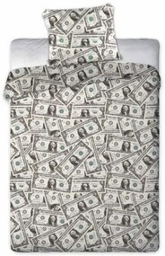Bavlnená posteľná bielizeň s motívom dolárov