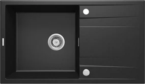 Deante Eridan, granitový drez na dosku 860x500x203 mm Z/O, 3,5" + priestorovo úsporný sifón, 1-komorový, grafitová metalíza, ZQE_G113