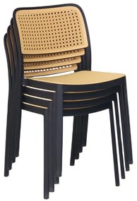 Tempo Kondela Stohovateľná stolička, čierna/béžová, RAVID TYP 1