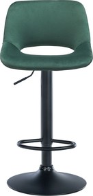 Barová stolička Camden - zamat, čierny rám - Zelená