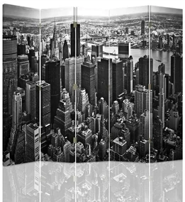 Gario Paraván Manhattan v čiernej a bielej farbe Rozmery: 180 x 170 cm, Prevedenie: Otočný paraván 360°