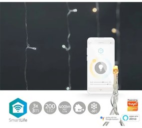 Nedis WIFILXC02W200 - LED vianočný záves 200 LED, 11 režimov, 6 m, IP65, Wi-Fi Tuya