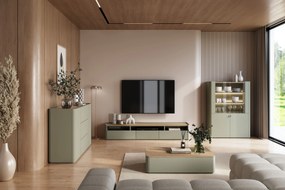 Komoda Elivo 150 cm so zásuvkami - eukalyptus / dub baltic dune
