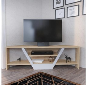 TV stolík/skrinka Sarra (biela + dub) . Vlastná spoľahlivá doprava až k Vám domov. 1102561