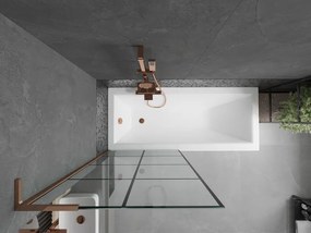 Mexen Next L, 1-krídlová vaňová zástena 80 x 150 cm, 6mm číre sklo-čierny vzor, ružové zlato profil, 895-080-000-03-77-60