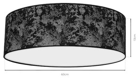 Stropné svietidlo Satino Round, 1x čierne/strieborné textilné tienidlo, (biele plexisklo), (fi 60 cm)