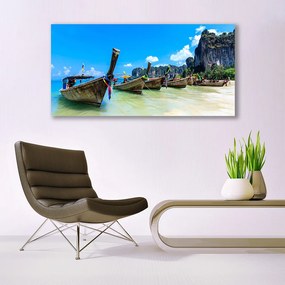 Obraz na akrylátovom skle Loďka more pláž krajina 120x60 cm