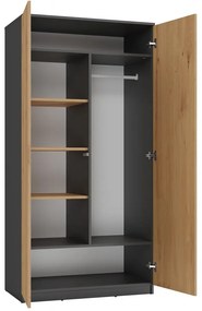 Šatníková skriňa MALWA 90 cm antracit/dub artisan