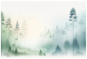 Fototapeta hmlistý les v pastelových tónoch