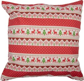 Červená obliečka na vankúš s jeleňami Christmas Rustic - 44*44 cm