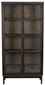 Hnedá vitrína v dekore duba s posuvnými dverami 100x203 cm Hazelton – Rowico