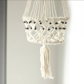 Macramé závesný držiak na kvetináč - veľký s gorálkami