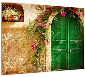 Sklenený obraz starých dverí (70x50 cm)