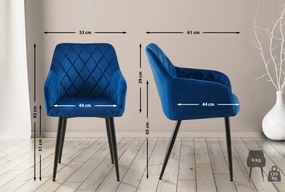 Jedálenská stolička Monett - zamat, B čierny rám - Tmavo modrá