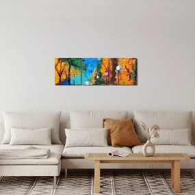 Obraz - Milenci, Pointilizmus (s hodinami) (90x30 cm)