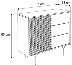 KOMODA KAREEM SO ŠUPLÍKMI ČIERNA 97 cm