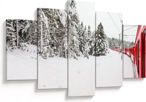 Obraz - Vlak v zasneženej krajine (150x105 cm)