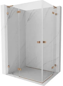 Mexen Lunar, L Duo výklopný sprchový kút 115 x 80 cm, 8mm číre sklo, profil medená matná, 834L-115L-080P-65-00