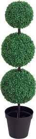 Umelý buxus s 3 guľami Ø 30 x 112H cm Zelený | Aosom