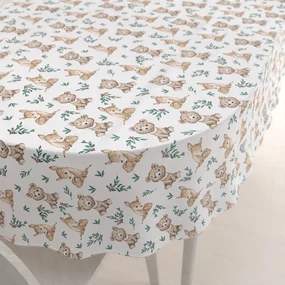 Biante Detský bavlnený oválny obrus Sandra SA-470 Medvedíky a srnčekovia na bielom 60x100 cm