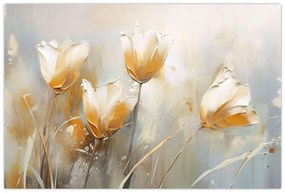 Obraz - Maľba tulipánov (90x60 cm)