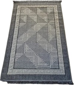Koberec Boho 874-S sivý s geometrickým kockovaným vzorom Rozmer: 60x100 cm