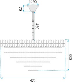 Toolight Toolight, krištáľové závesné svietidlo 50cm, 7xE14, G055-CP, chróm, OSW-08949