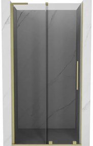 Mexen Velar L, posuvné sprchové dvere do otvoru 90 cm, 8mm šedé sklo, zlatá matná, 871-090-003-41-55