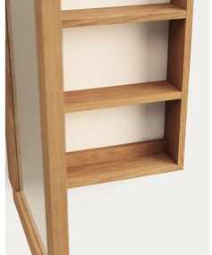 Závesná kúpeľňová skrinka so zrkadlom z teakového dreva v prírodnej farbe 50x70 cm Plubia – Kave Home