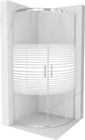 Mexen Rio, štvrťkruhový sprchovací kút s posuvnými dverami 80(dvere) x 80(dvere) x 190 cm, 6mm číre sklo s pásikmi, chrómový profil, 863-080-080-01-20