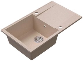 Sink Quality Sink55, kuchynský granitový drez 780x460x215 mm, béžová, SKQ-SINK.P.1KDOL