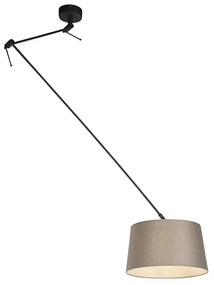 Závesná lampa s ľanovým tienidlom taupe 35 cm - Blitz I čierna