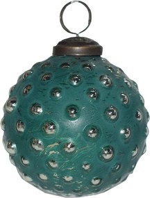Zeleno-strieborná sklenená ozdoba gule - Ø7*7 cm