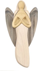 AMADEA Drevený anjel so srdcom, farebný, masívne drevo, 22x12x2 cm