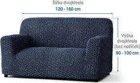 Bielastické poťahy MOSAICO modré dvojkreslo (š. 120 - 160 cm)