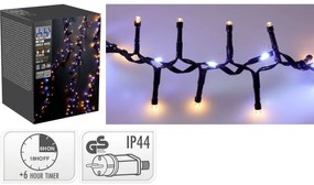 Vonkajšia svetelná reťaz Waterfall, 15 m, 1060 LED, teplá aj studená biela, časovač, IP44, 15 m