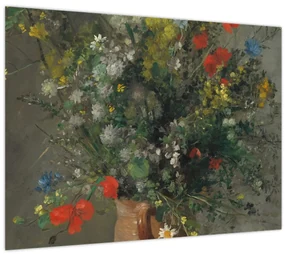 Sklenený obraz - Auguste Renoir, Flowers in a Vase, reprodukcia (70x50 cm)