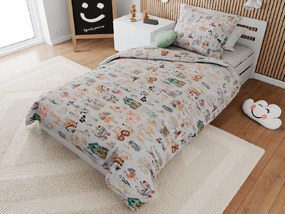 Bavlnené obliečky do postieľky HAPPY FARM biele Rozmer obliečky: 45 x 65 cm | 90 x 135 cm